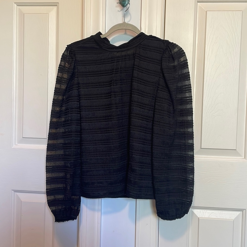LOFT NWT Black lace long sleeve top, sheer sleeves
